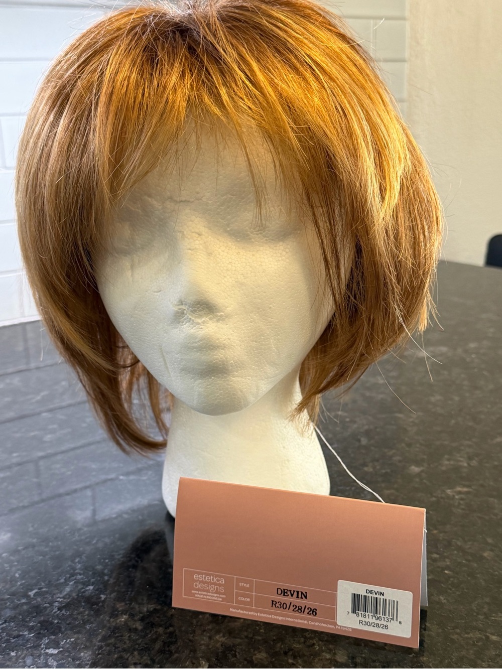 Estetica Devin Short Layered Wig in R30/28/26 (Golden Auburn) NWT